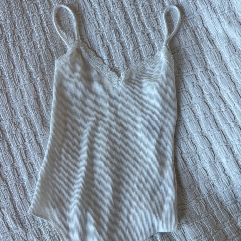 AE Lace Trim Bodysuit White